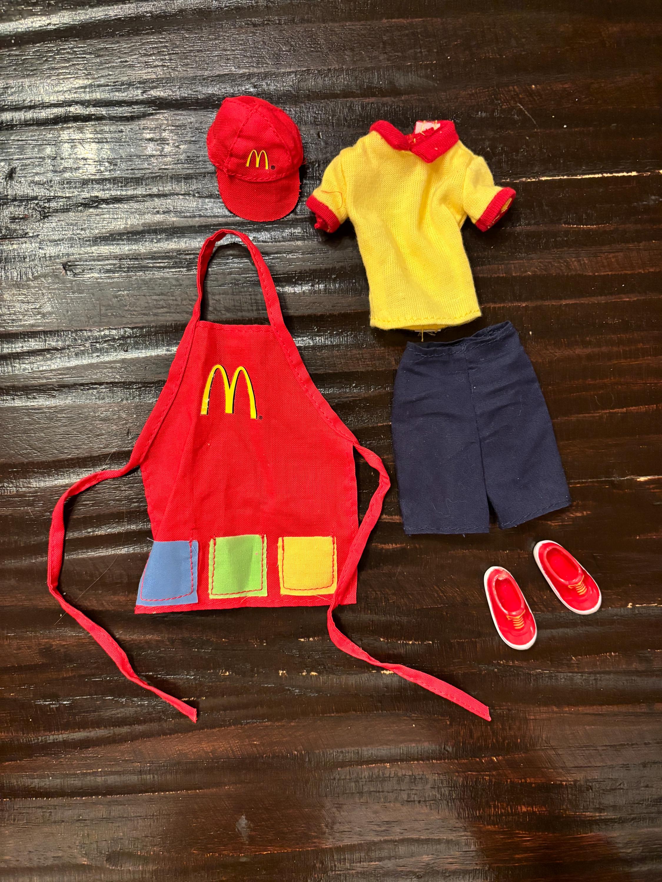 Mattel/mcdonald's Crew Outfit With Yellow Shirt, Blue Shorts, Red