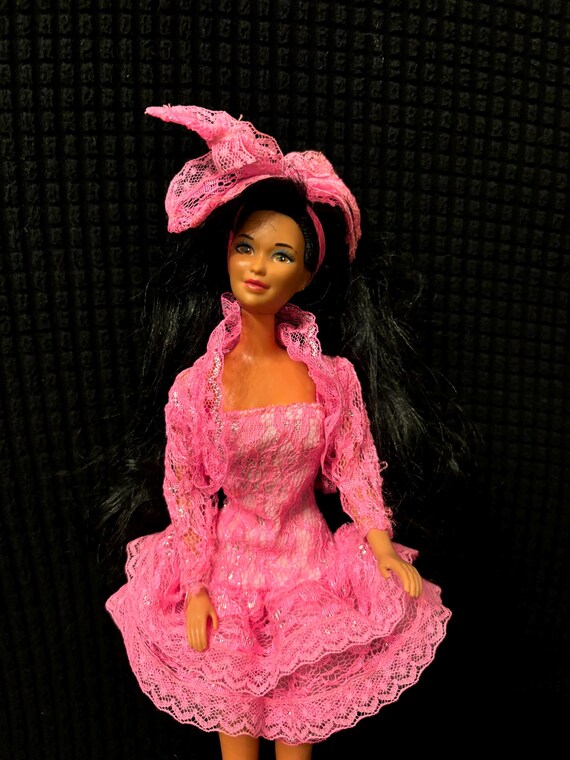 1990 Lights & Lace Pink Barbie Dress, Jacket, Headband, and