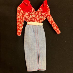 1980 Barbie Fashion Favorites #1938 Western Style Dress, “Barbie Genuine Fashion” tag. VGUC. See pics.