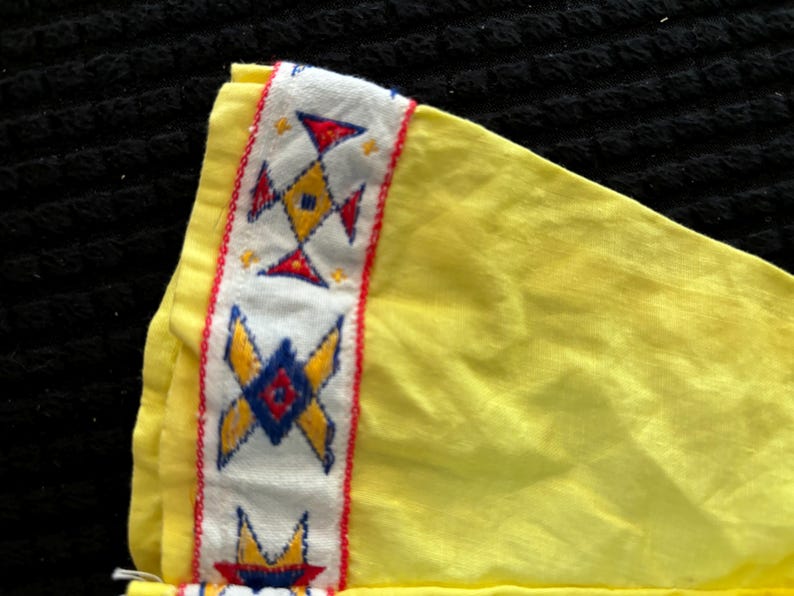 Clone Handmade Yellow Bell Bottoms Pantsuit With Patterned Belt & Trim