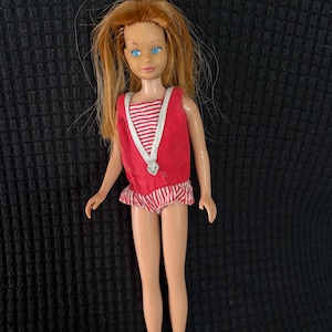 Skipper Titian/Redhead Straight Leg 1963 with swimsuit. Made in Japan. #950. TLC with multiple issues, please read below.