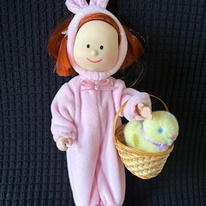 Vintage 1999 Madeline Doll Spring (partial) Gift Set: Bunny Outfit, Easter Basket with eggs and plush chick.