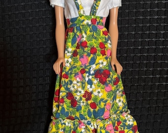 1973 Barbie Best Kaufen #8620 Floral Jumper Dress, mehrfarbig.
