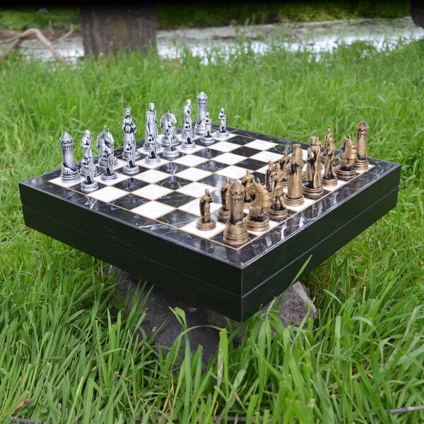 Personalized Vip Metal Chess Pieces with Chess Set, Metal Chess Set For Adults, Wooden Chess Boards, Chess Sets, Handmade