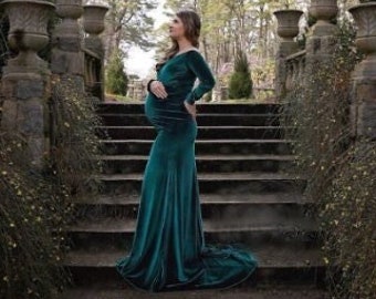 Vestido de maternidad de terciopelo para sesión de fotos, vestido para sesión de maternidad