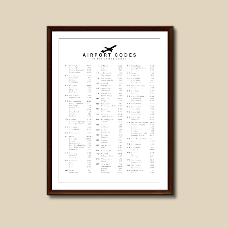 USA Airport Codes Art Print: Modern Travel Poster (digital Download) - Etsy