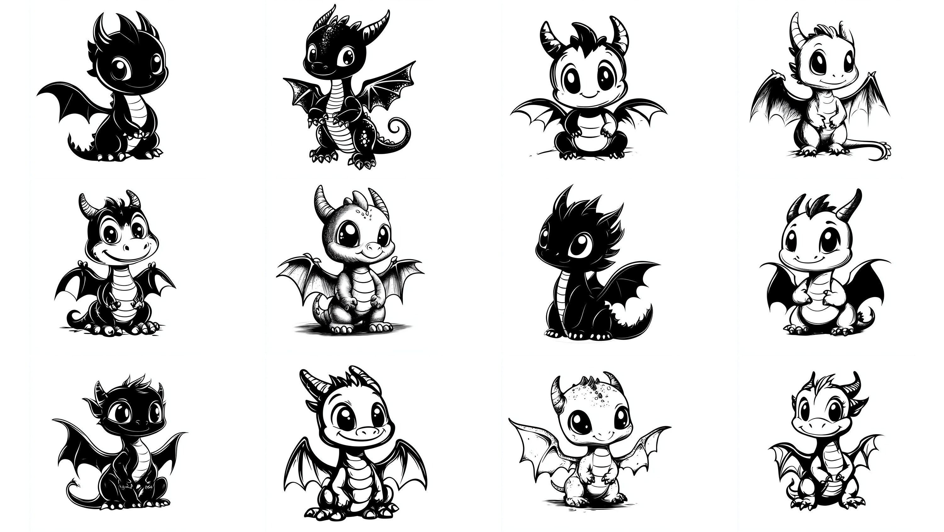 Cute Dragon SVG Pack 100 Designs. Cute Dragon SVG, Cute Dragon PNG ...