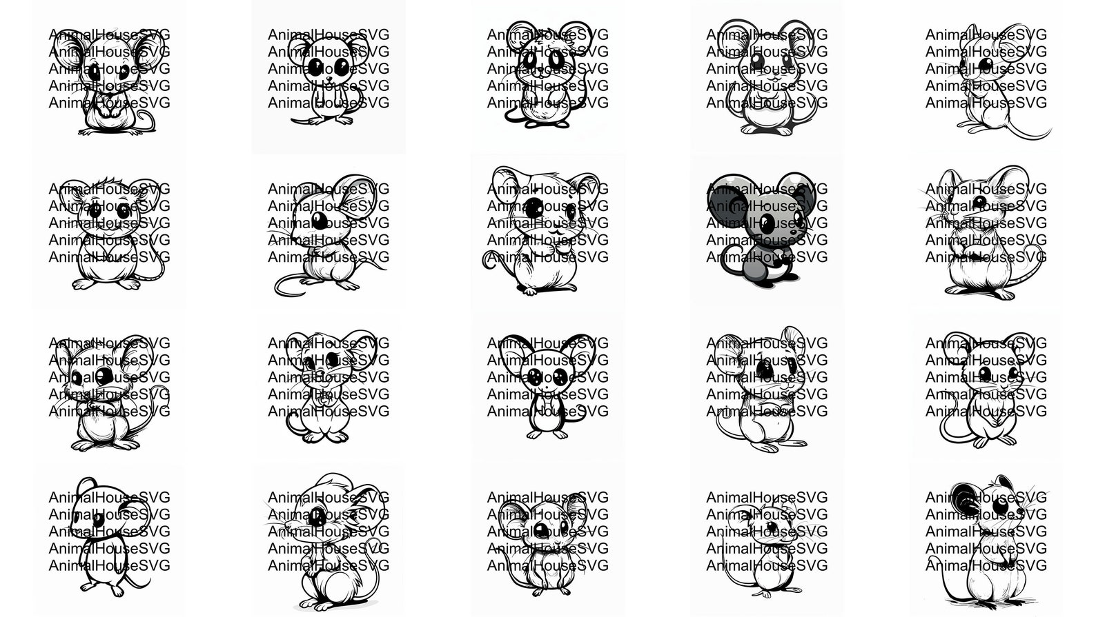 Paquete SVG de ratón adorable: 218 diseños únicos. SVG, JPG, Cricut ...