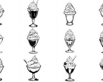 Ice Cream Sundae SVG Pack 116 Designs. Ice Cream Sundae SVG, Ice Cream Sundae PNG, Laser svg, Ice Cream Sundae, Clip Art, svg, png, jpg
