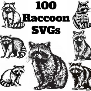 Raton laveur SVG, lot de 100 modèles uniques. SVG, JPG, svg Cricut, Cnc, svg découpé au laser, téléchargement numérique, livre de coloriage