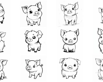 Cute Pig SVG Pack 112 Unique Designs. SVG, JPG,, Cricut svg, Cnc, Lasercut svg, Digital Download, Coloring Book
