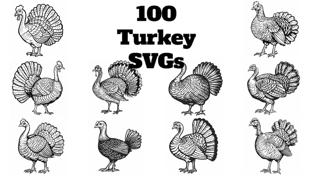 Turkey Svg Color 100 Turkey SVG Designs: Thanksgiving Crafting Bundle (digital Download ...