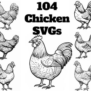 Chicken SVG Pack 100+ Unique Designs. SVG, JPG, Cricut svg, Cnc, Lasercut svg, Digital Download, Coloring Book