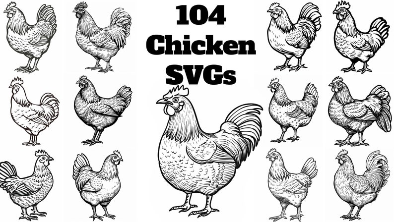 Chicken SVG Bundle: 104 Unique Designs (digital Download) - Etsy