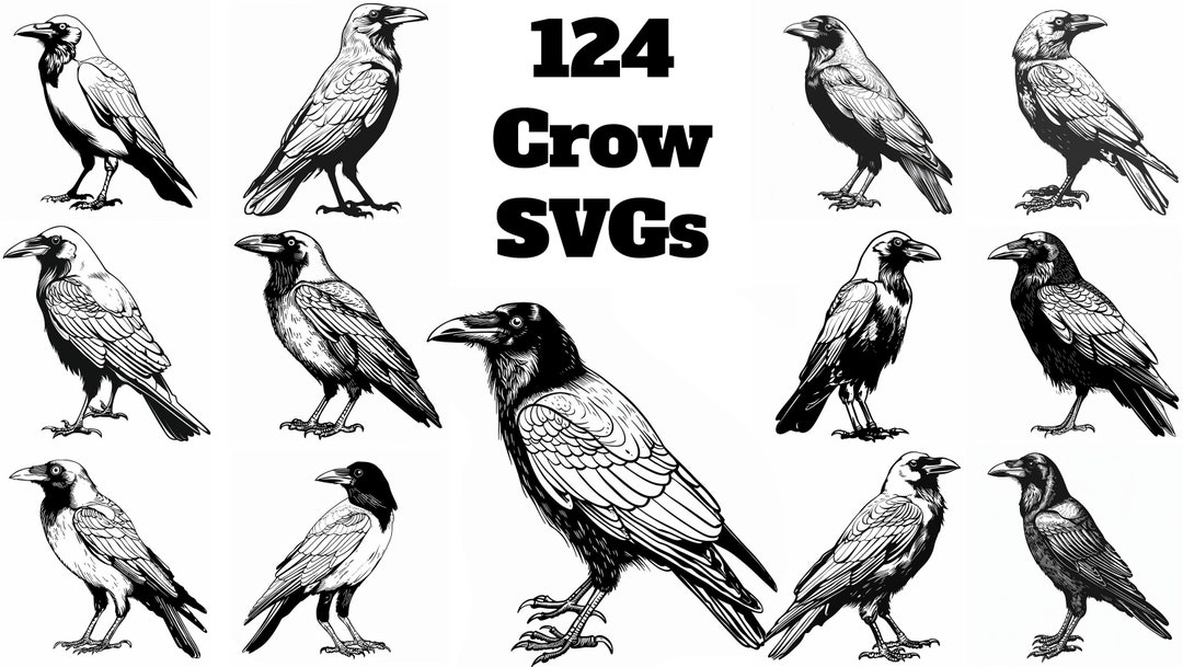 Two Crows Svg Crow SVG Bundle: 124 Unique Designs for Cricut, CNC (digital Download ...