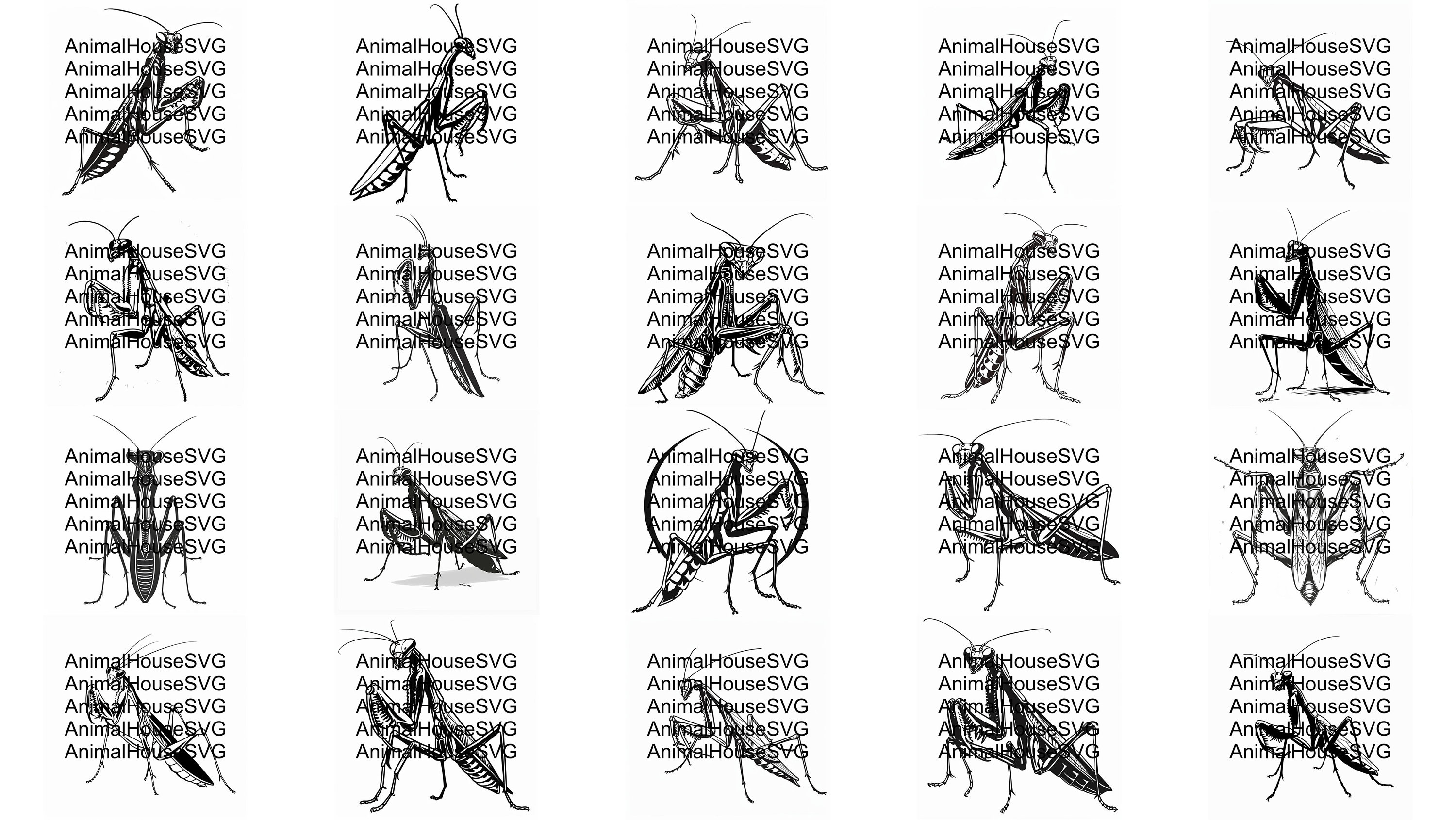 カマキリ SVG バンドル: 昆虫アートデザイン 100 点 (デジタル