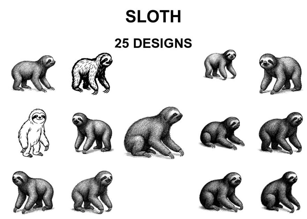 Sloth SVG Bundle: 25 Laser Cut Designs for Cricut, CNC, Sublimation - Etsy