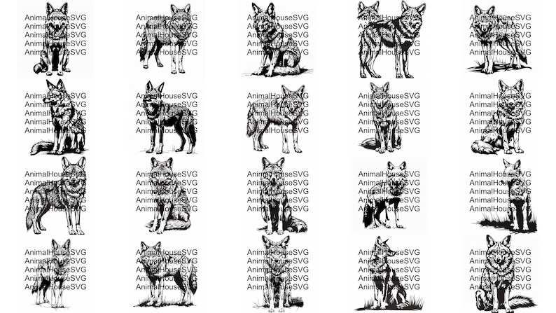 Pu&ograve; includere: Un set di 20 illustrazioni vettoriali in bianco e nero di lupi in varie pose. I lupi sono raffigurati in uno stile realistico, con pelliccia dettagliata ed espressioni facciali. Le illustrazioni sono perfette per l'uso in una variet&agrave; di progetti, come la progettazione di siti Web, i media stampati e i social media.