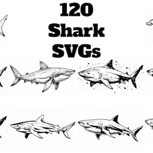 Shark SVG-paket: 104 unika designer (digital nedladdning)