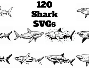 Shark SVG Pack 100+ Unique Designs. SVG, JPG, Cricut svg, Cnc, Lasercut svg, Digital Download, Coloring Book