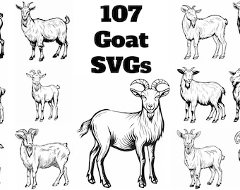 Goat SVG Bundle: 107 Unique Designs (Digital Download)