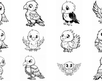 Cute Eagle SVG Pack 110 Unique Designs. SVG, JPG,, Cricut svg, Cnc, Lasercut svg, Digital Download, Coloring Book