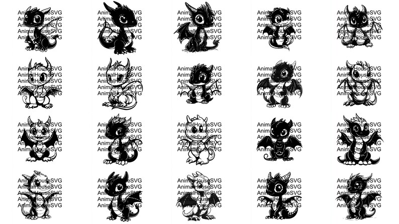 Cute Dragon SVG Pack 100 Designs. Cute Dragon SVG, Cute Dragon PNG ...