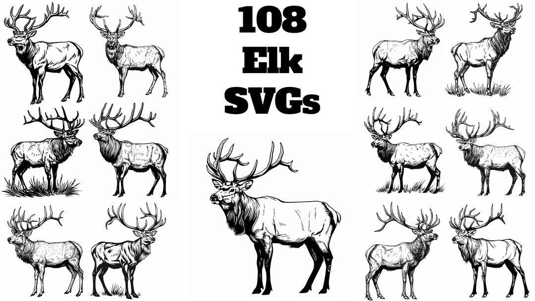 Elk Rack Svg Elk SVG Pack: 108 Unique Designs for Cricut, CNC, Lasercut (digital ...