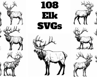 Elk SVG Pack 100+ Unique Designs. SVG, JPG, Cricut svg, Cnc, Lasercut svg, Digital Download, Coloring Book