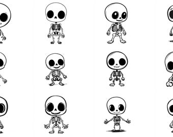 Söt skelett SVG-paket med 112 designer. Söt skelett SVG, sött skelett PNG, lasersvg, sött skelett, clipart, svg, png, jpg