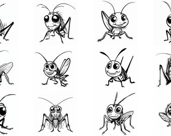 Cute Cricket SVG Pack 92 Unique Designs. Cute Cricket SVG, Cute Cricket JPG, Cute Cricket Lasercut svg, Insect Art, Insect svg