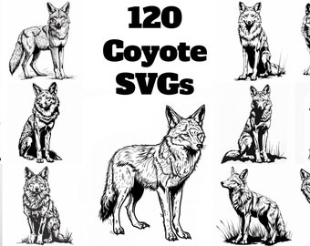 Coyote SVG Pack 100+ Unique Designs. SVG, JPG, Cricut svg, Cnc, Lasercut svg, Digital Download, Coloring Book