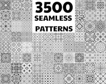 May include: A collection of 3500 black and white seamless patterns. The patterns are geometric and intricate, and they would be perfect for use in a variety of design projects.