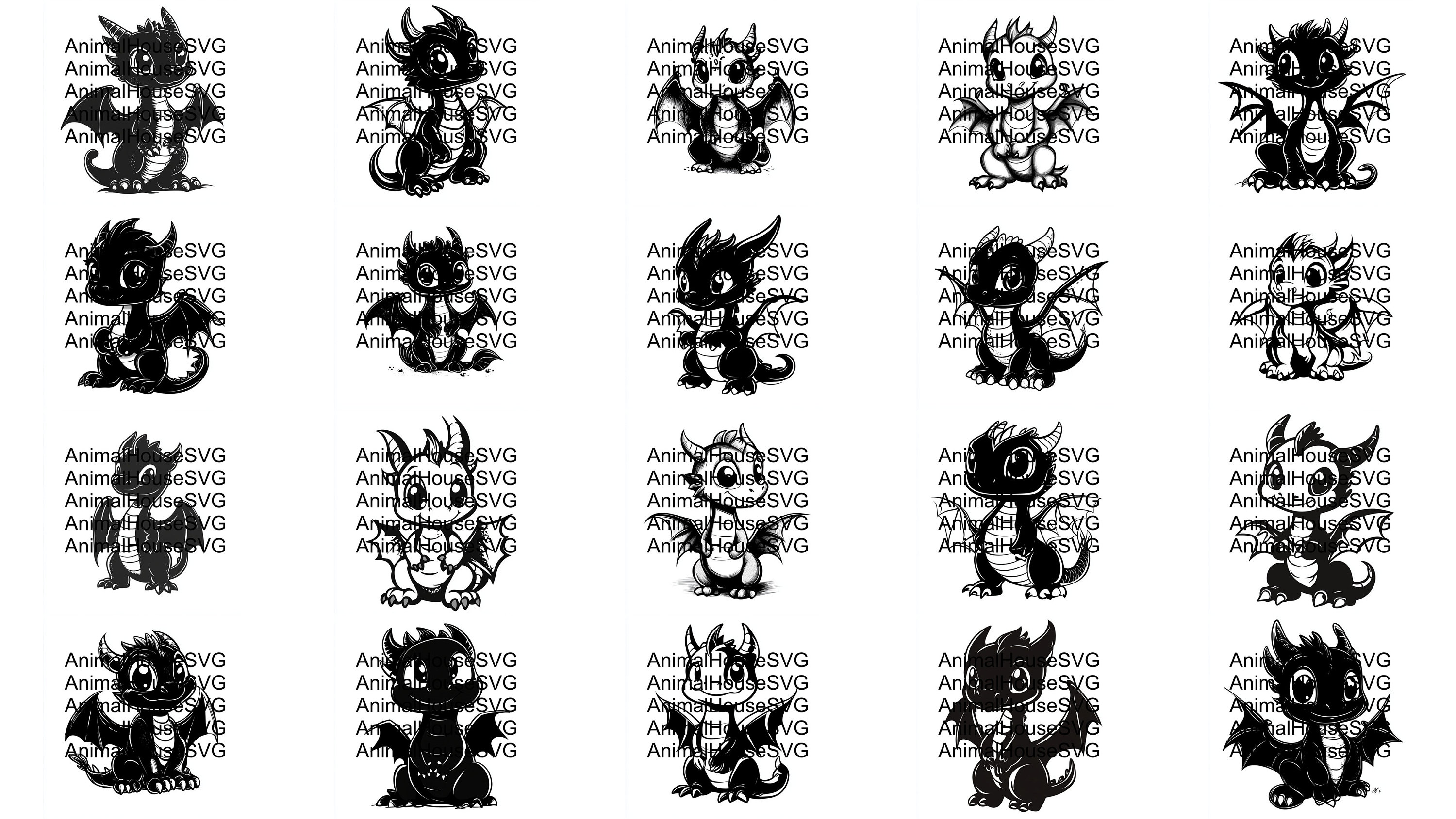 Cute Dragon SVG Pack 100 Designs. Cute Dragon SVG, Cute Dragon PNG ...