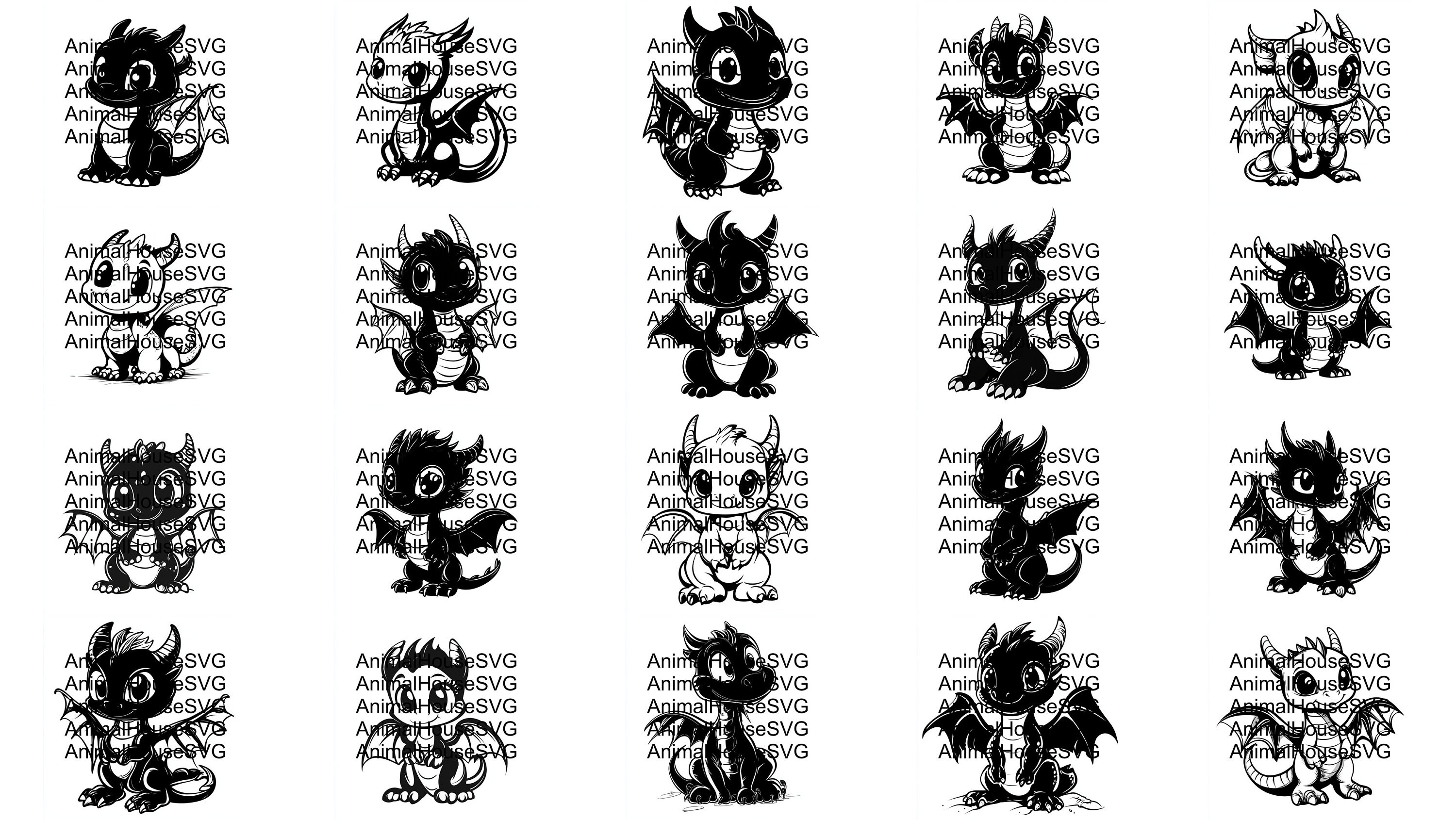 Cute Dragon SVG Pack 100 Designs. Cute Dragon SVG, Cute Dragon PNG ...