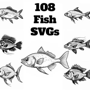 Pacote SVG de peixes: 108 designs exclusivos para Cricut e CNC (download digital)