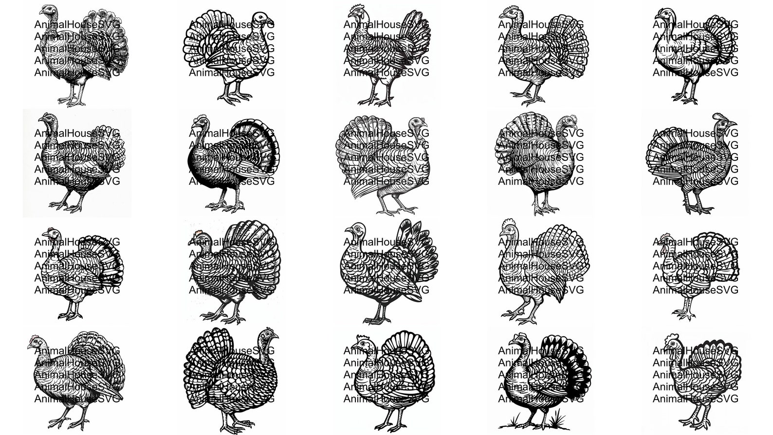 100 Turkey SVG Designs: Thanksgiving Crafting Bundle (digital Download ...