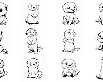 Paquete SVG de nutria linda: 112 diseños. Nutria linda SVG, Nutria linda PNG, Cricut SVG, Nutria linda, Clip Art, SVG, PNG, JPG