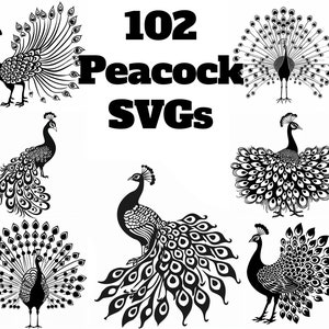 Peacock SVG Pack 100+ Unique Designs. SVG, JPG, Cricut svg, Cnc, Lasercut svg, Digital Download, Coloring Book