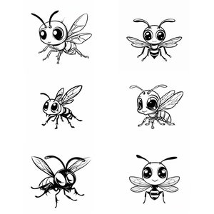 Cute Wasp SVG Pack 100 Unique Designs. Cute Wasp SVG, Cute Wasp JPG, Cute Wasp Lasercut svg, Insect Art, Insect svg
