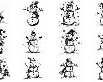 Pacchetto SVG pupazzo di neve: 104 design natalizi unici (download digitale)