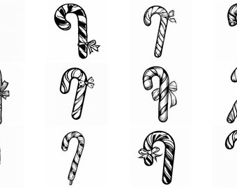 Pack SVG canne en bonbon : 100 motifs de Noël (téléchargement numérique)