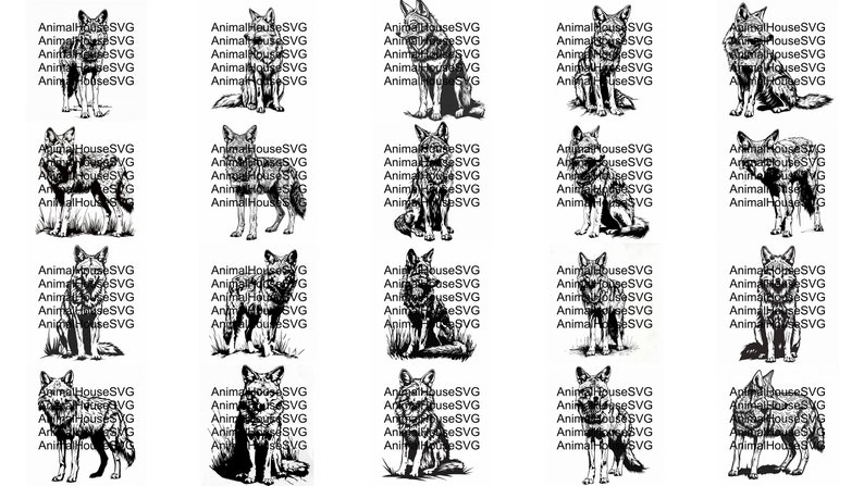 Pu&ograve; includere: Un set di 20 illustrazioni digitali in bianco e nero di un lupo, ognuna con una posa diversa. Le illustrazioni sono perfette per l'uso in progetti di artigianato, scrapbooking o design digitale.