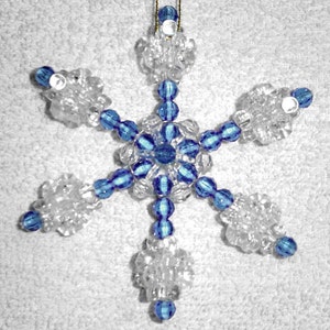 Beaded Snowflake Ornaments, 4pc Set Sapphire Blue image 5