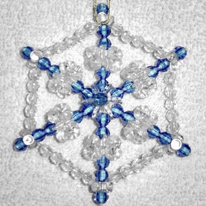 Beaded Snowflake Ornaments, 4pc Set Sapphire Blue image 2