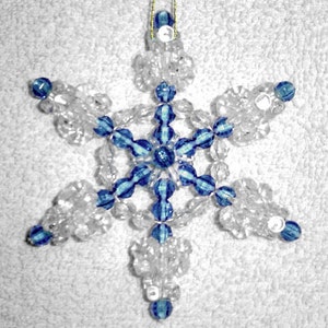 Beaded Snowflake Ornaments, 4pc Set Sapphire Blue image 3