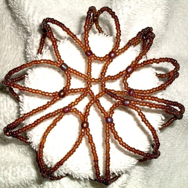 Beaded Bun Cover - Brown