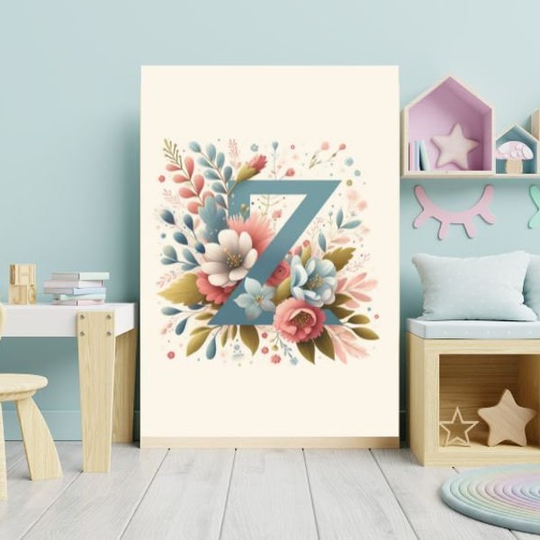 Trendy Wildflower Clipart Set - Floral Alphabet Art for Kids' Learning - Children's Letters - Nursery Alphabets Letter Z