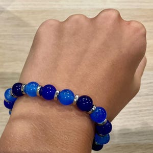 Deep Blue Ocean Glass Bead Bracelet