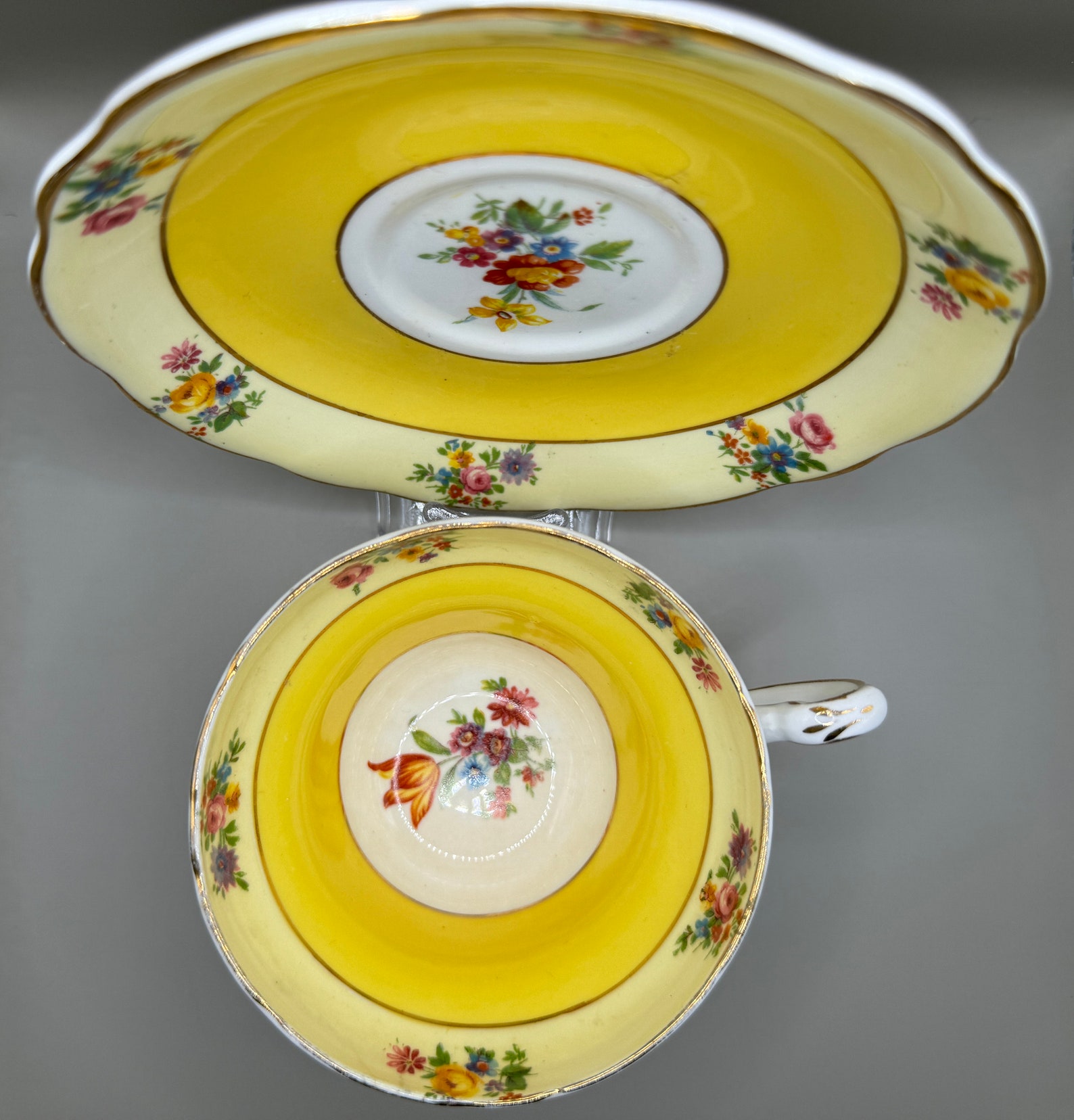 Vintage Foley Bone China Teacup and Saucer Set - Floral Pattern With ...